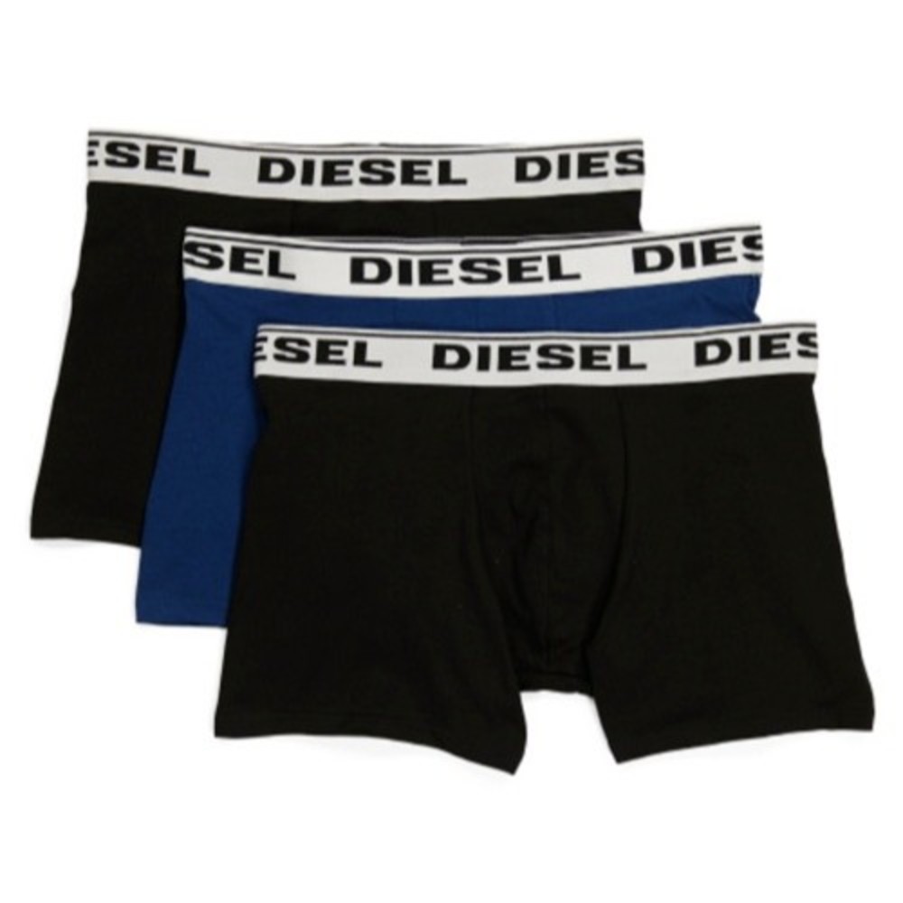 Diesel Boxer Brief Men Large Black Blue Sebastian Cotton Stretch 3 Pack